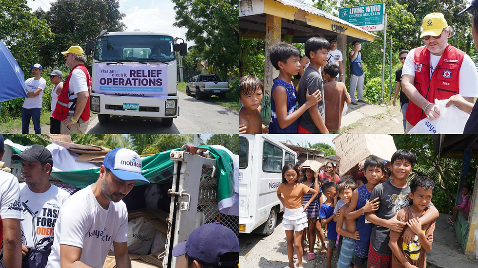 Bangon Cebu: Visayan Electric President Mark Anthony Kindica and AboitizPower Distribution Utilities COO Anton Mari Perdices leading the relief operations for the earthquake victims in northern Cebu.